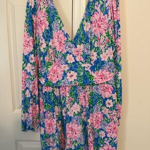 Lilly Pulitzer Women’s Parigi Romper Dress in Blue and Pink size XL *worn once*
